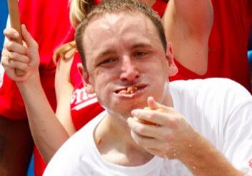 Person participating in eating competition