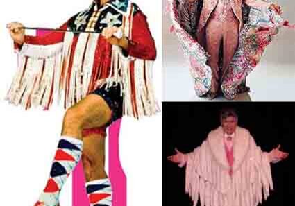 Performer in vibrant, extravagant costumes
