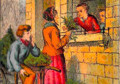 Historical illustration of market exchange