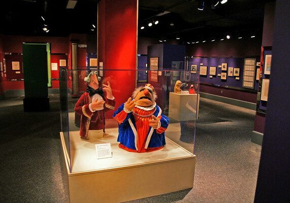 Vibrant museum display with character figures