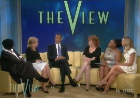 Group conversation during TV interview session