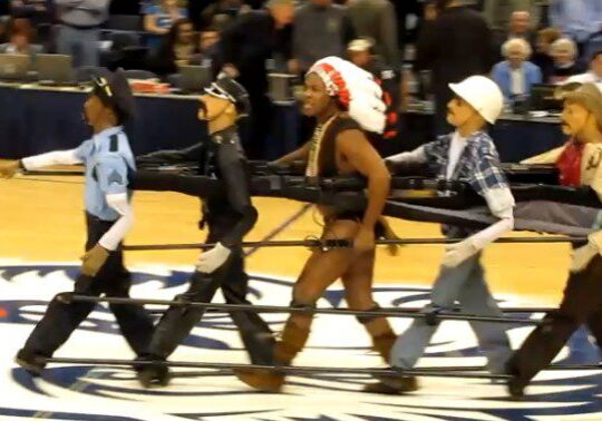 Puppets in a choreographed routine