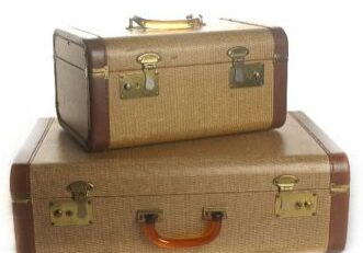 Two retro brown suitcases