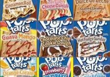 Nine different Pop-Tarts flavor varieties displayed