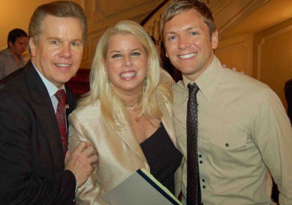 Friends together at an event, cheerful mood