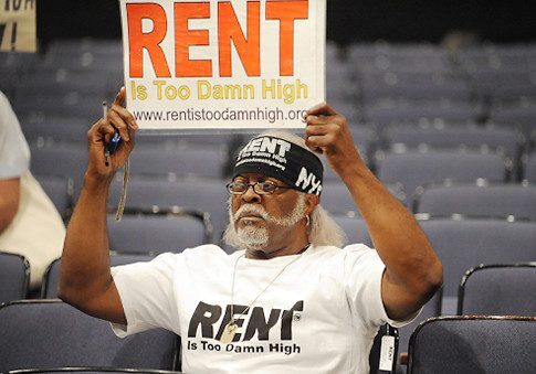 Man advocating for affordable rent
