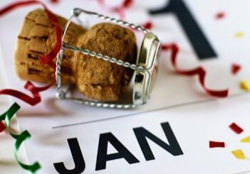 Champagne cork on January calendar