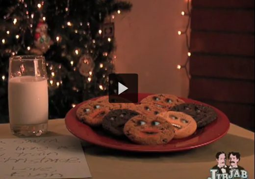 Festive cookies next to a glass of milk