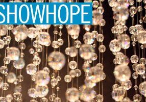 Hanging crystals with Show Hope branding