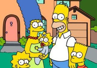 Cartoon characters posing outside their home