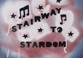Artistic graffiti with stars and notes