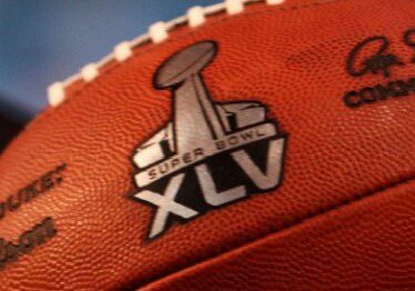 Super Bowl XLV logo on football
