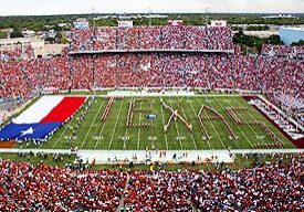 Texas flag displayed during stadium event